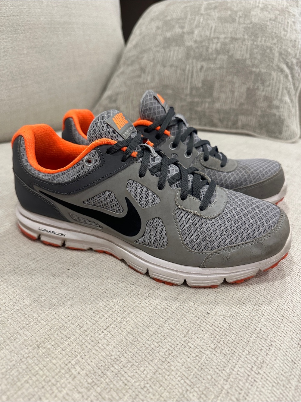 Nike Men’s Gray & Orange Athletic Running Shoes
